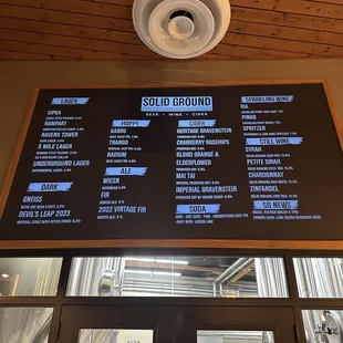 Drink menu