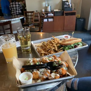 Buffalo chicken nugz and beet sandwich