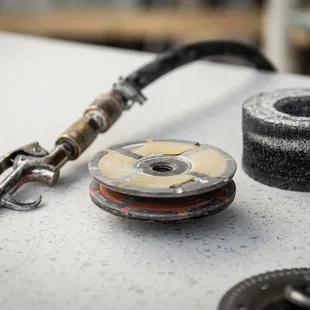 a spool and a spool on a table