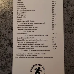 Great lil menu