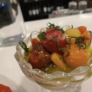Smoked eggplant dip with cherry tomatoes