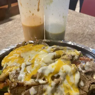 Red sauce. Green sauce. Tony&apos;s plate.
