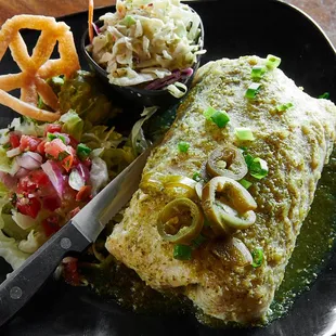 Burrito served wet with slaw