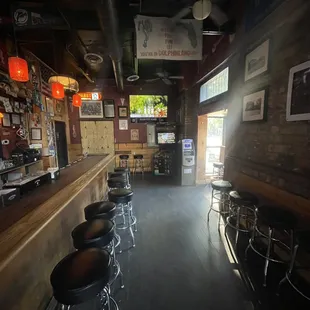 Downstairs bar facing back with duck hunt