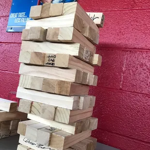 Giant Jenga on the deck! so much fun!