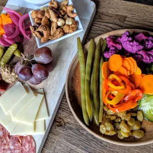 Meats, Cheeses &amp; Pickled Veggies hit the spot! Love the colors!