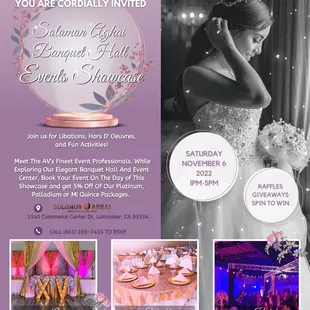 Join us on November 6! Please call (661) 269-7455 to RSVP. Prepare for your future or planned event with viewing our preferred vendors.