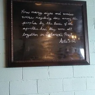 a chalkboard on the wall