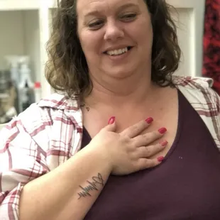 A very Happy Client at Solomon's Porch Tattoo Parlor. Fresno, Ca. 2019.