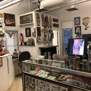 This is Inside Solomon's Porch Tattoo Parlor.  Fresno, Ca. In lovely Highway City!