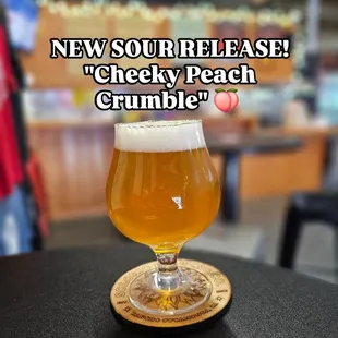 NEW SOUR RELEASE!
"CHEEKY PEACH CRUMBLE" 
Kettle Sour with peach  and graham cracker. ABV 5.2