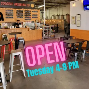 Solorio Brewing Company is now open Tuesdays from 4 to 9 pm. Cheers!!!
