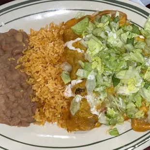 Enchilada supreme although I have my tomatoes to my hubby.
