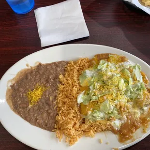 3 beef enchilada supreme with rice and beans