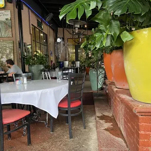 tables and chairs in a restaurant