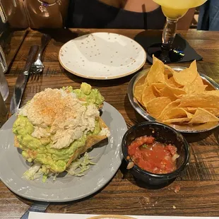 Chesapeak Guac with chips and Salsa.