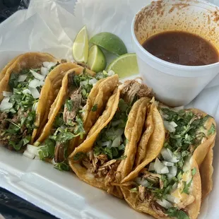 Fantastic Birria Tacos 2 pork, 2 beef!
