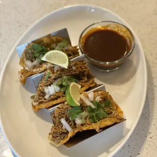 Birria Tacos with the birria sauce