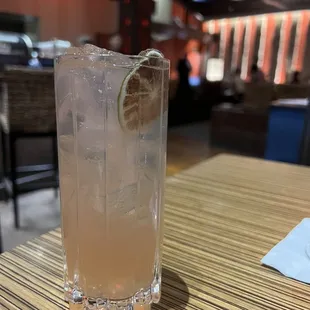 Hokkaido Sunset (strawberry-cilantro infused vodka, lemonade, and soda) for $14