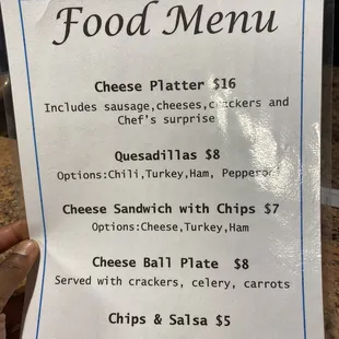 Food menu