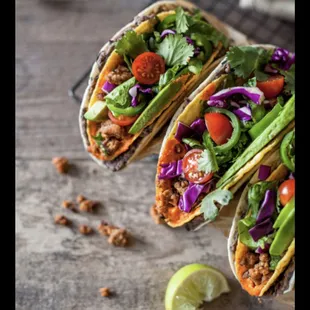 Double decker tacos! Soft tortilla on the outside and crunchy on the inside!