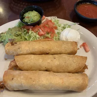 Chicken flautas with corn tortillas