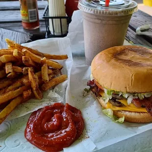 Double, fries and a Oreo shake