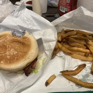 Someburger combo (add bacon and cheese) and homemade fries!