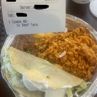 The #9 combo missing one taco