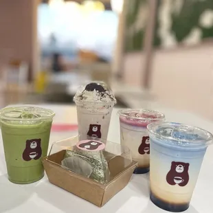 Matcha Latte, Matcha Crepe Cake, Ocean Latte, Rose Ocean Latte, StrawBerry Oreo Latte