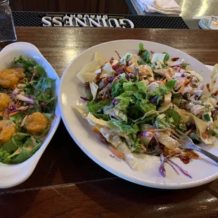 Fire cracker shrimp (half eaten) and salad special