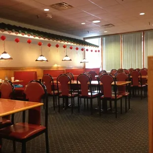 a view of the dining area