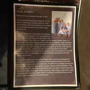 Somerset Story on menu