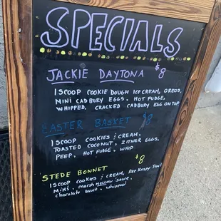 specials on a chalk board