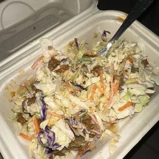 container of coleslaw