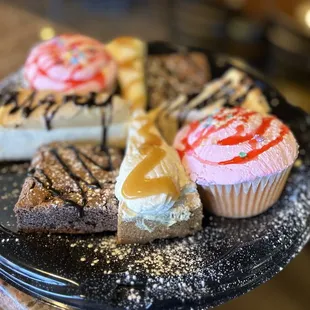 a variety of desserts on a plate