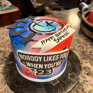 My daughter is a big Blink-182 fan and she waited 4 years to be able to have this cake made for her 23rd birthday. Phenomenal job!