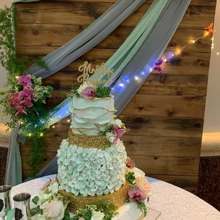 a wedding cake on a table