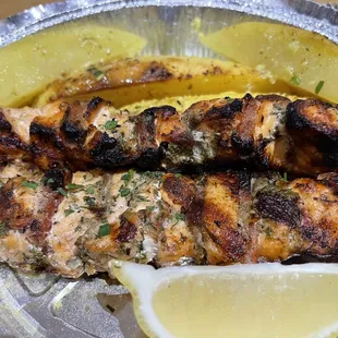 Grilled salmon skewers special