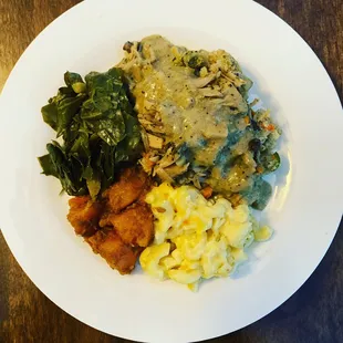 CHOPPED &quot;TURKEY&quot; &amp; GRAVY 
YAMS
MAC N CHEESE
COLLARDS