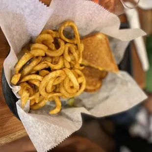 Kids Grilled Cheese with Curly Fries