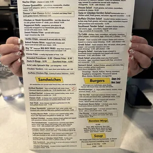 Front of menu