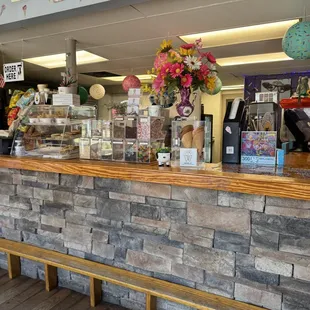 Cute decor inside and tons of toppings!