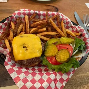 Cheeseburger and homemade fries