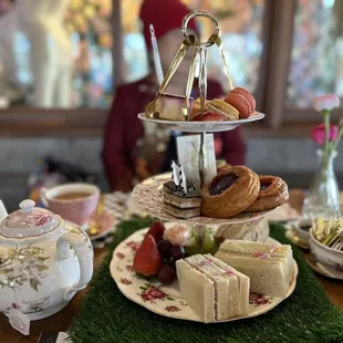Tea time: tea, savory delights, bakery delicacies, and sweet treats