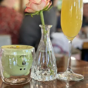 Matcha tea and mimosa- cute