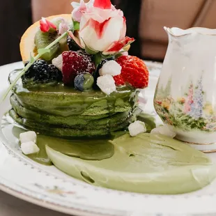 Matcha mochi pancakes