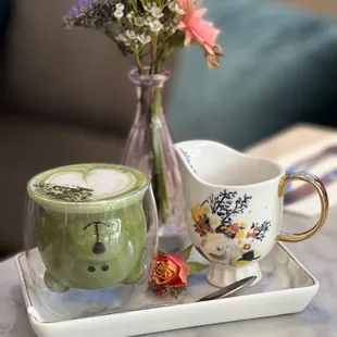 Matcha latte with brown sugar syrup