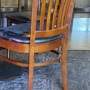 a wooden table and chairs