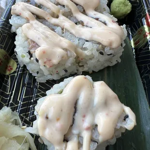 Tuna/Salmon spicy combo (almost half eaten already)